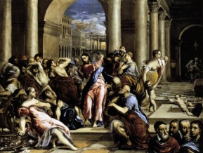 7 de Abril - 1614 — El Greco, pintor grego (n. 1541) - Purificação do Templo.