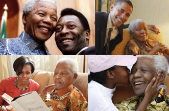 18 de Julho - Nelson Mandela - 1918 – 99 Anos em 2017 - Acontecimentos do Dia - Foto 13 - Com Pelé, Barack e Michelle Obama.