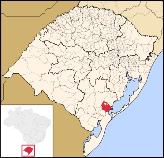 7 de Julho – Mapa de localização — Pelotas (RS) — 205 Anos em 2017.