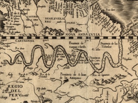 25 de Abril - Itacoatiara (AM) - Mapa de 1562 da região do rio Amazonas.