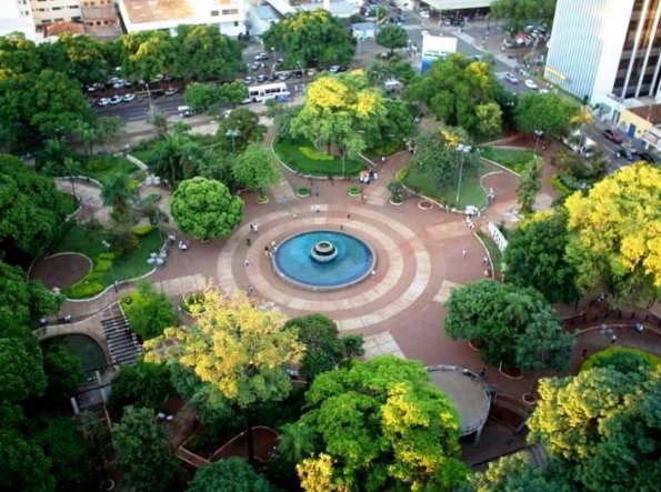 26 de Agosto — Foto aérea da Praça Ary Coelho — Campo Grande (MS) — 118 Anos em 2017.
