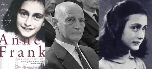 12 de Junho - 1929 – Anne Frank, escritora alemã e vítima judia dos nazistas - Fotomontagem com seu pai, Otto Frank.
