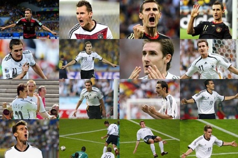 9 de Junho - 1978 — Miroslav Klose, futebolista, alemão, de origem polonesa - 16 fotos, dos 16 gols em copas do mundo.