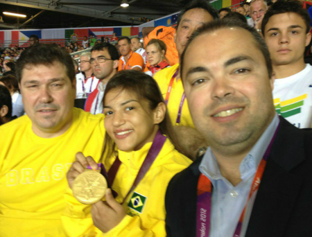 26 de Março - Sarah Menezes, judoca e campeã olímpica brasileira, 4, Sarah Menezes, com Aurélio Miguel e Rogério Sampaio em Londres